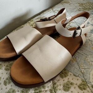 Madewell Ankle Strap White/cream Leather Sandals Size 8